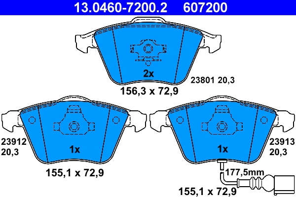 set placute frana,frana disc ATE 13.0460-7200.2 — VW Passat
