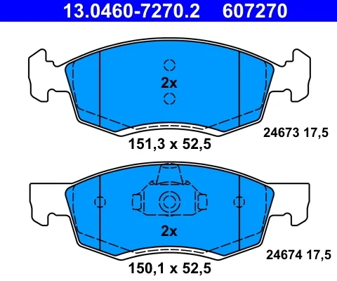 set placute frana,frana disc ATE 13.0460-7270.2 — Dacia Logan