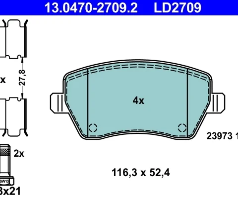 set placute frana,frana disc ATE 13.0470-2709.2 — Dacia Logan