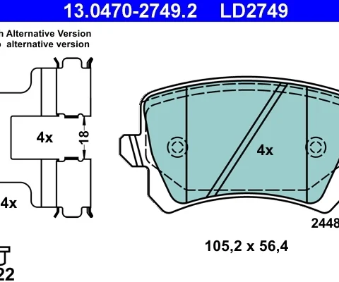 set placute frana,frana disc ATE 13.0470-2749.2 — VW Passat