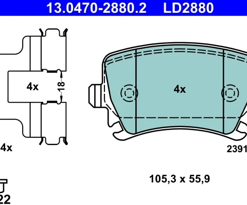 set placute frana,frana disc ATE 13.0470-2880.2 — VW Passat