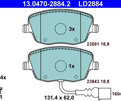 set placute frana,frana disc ATE 13.0470-2884.2 — Skoda Fabia
