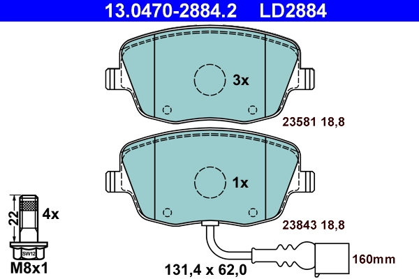 set placute frana,frana disc ATE 13.0470-2884.2 — Skoda Fabia