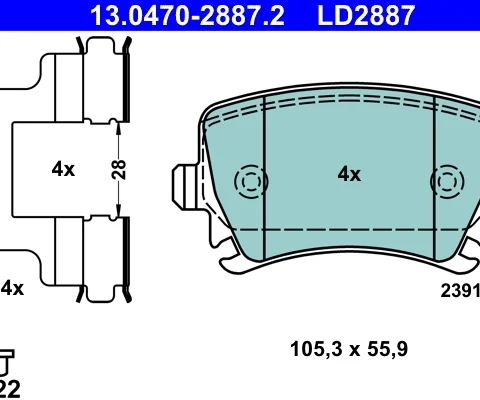 set placute frana,frana disc ATE 13.0470-2887.2 — VW Passat