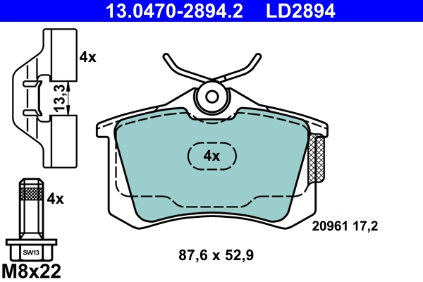 set placute frana,frana disc ATE 13.0470-2894.2 — Skoda Fabia