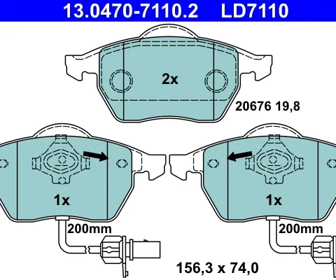 set placute frana,frana disc ATE 13.0470-7110.2 — VW Passat