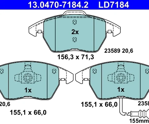 set placute frana,frana disc ATE 13.0470-7184.2 — VW Passat