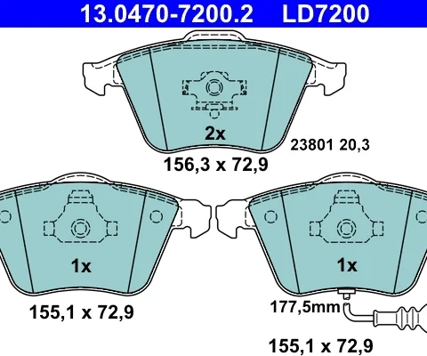set placute frana,frana disc ATE 13.0470-7200.2 — VW Passat