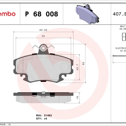 set placute frana,frana disc BREMBO P 68 008 — Dacia Logan