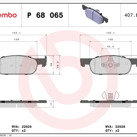 set placute frana,frana disc BREMBO P 68 065 — Dacia Logan