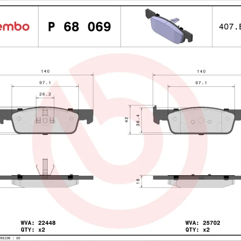 set placute frana,frana disc BREMBO P 68 069 — Dacia Logan