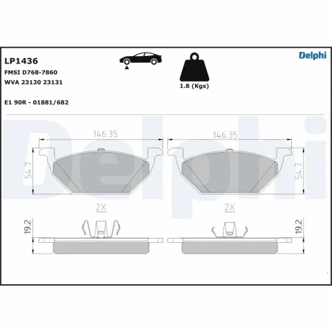 set placute frana,frana disc DELPHI LP1436 — Skoda Fabia