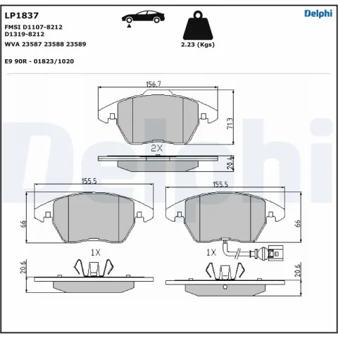 set placute frana,frana disc DELPHI LP1837 — Skoda Fabia
