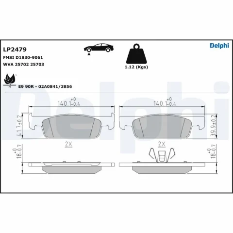 set placute frana,frana disc DELPHI LP2479 — Dacia Logan