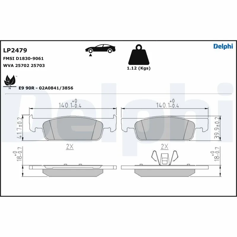 set placute frana,frana disc DELPHI LP2479 — Dacia Logan