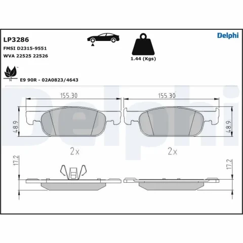 set placute frana,frana disc DELPHI LP3286 — Dacia Logan