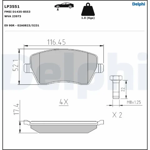 set placute frana,frana disc DELPHI LP3551 — Dacia Logan