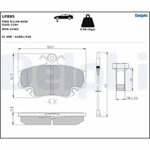 set placute frana,frana disc DELPHI LP885 — Dacia Logan
