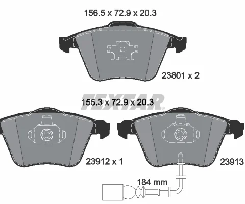 set placute frana,frana disc TEXTAR 2380101 — VW Passat