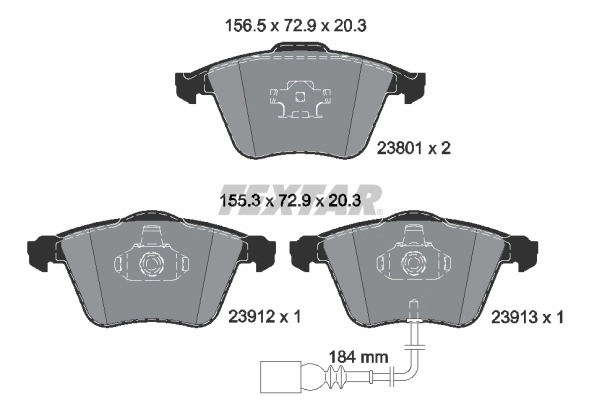set placute frana,frana disc TEXTAR 2380101 — VW Passat