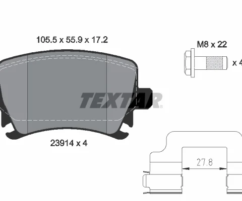 set placute frana,frana disc TEXTAR 2391402 — VW Passat