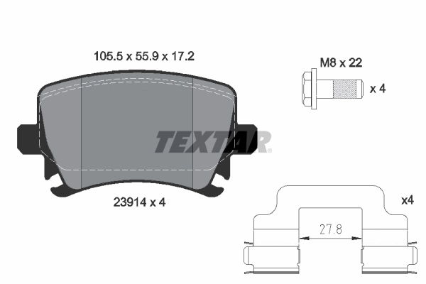 set placute frana,frana disc TEXTAR 2391402 — VW Passat