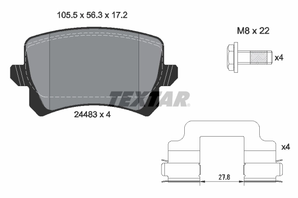 set placute frana,frana disc TEXTAR 2448302 — VW Passat