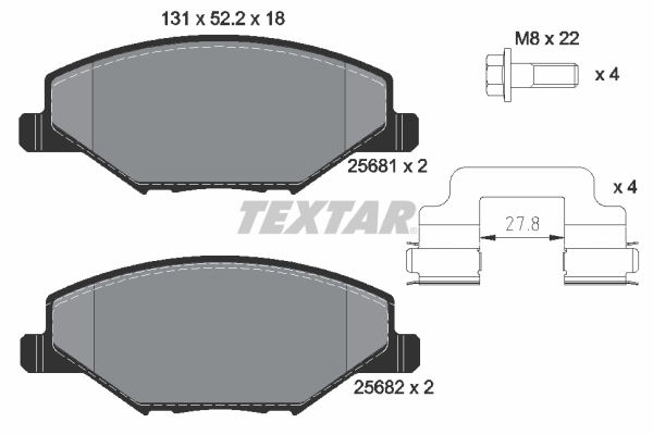 set placute frana,frana disc TEXTAR 2568101 — Skoda Fabia