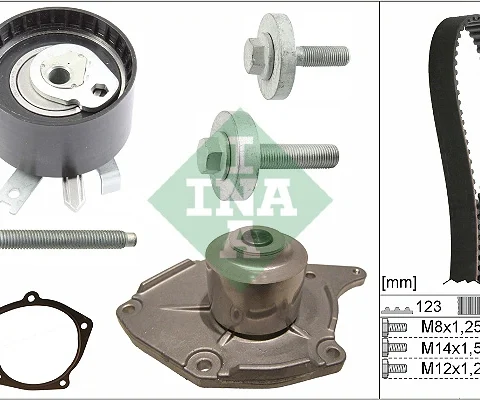 Set pompa apa + curea dintata Schaeffler INA 530 0197 31 — Dacia Logan