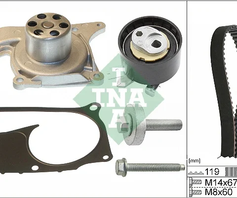 Set pompa apa + curea dintata Schaeffler INA 530 0607 30 — Dacia Logan