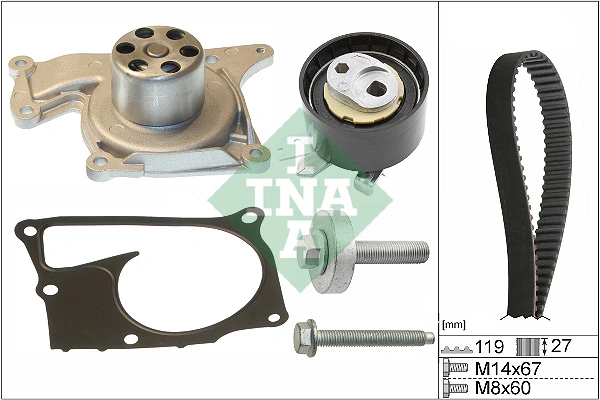 Set pompa apa + curea dintata Schaeffler INA 530 0607 30 — Dacia Logan