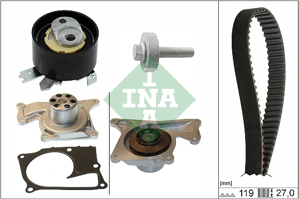 Set pompa apa + curea dintata Schaeffler INA 530 0843 30 — Dacia Logan
